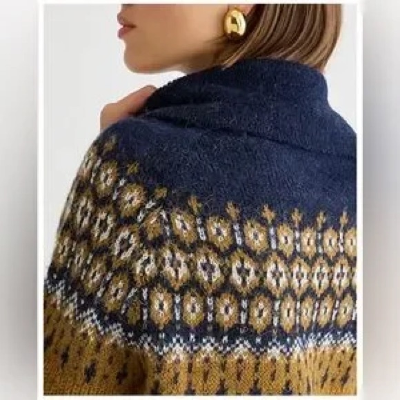 J Crew Fair isle half zip sweater in brushed yarn size large - Picture 4 of 6